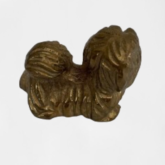 Vintage brass small dog figurine, Pekingese, Lhasa apso or shih tzo - Picture 3 of 4